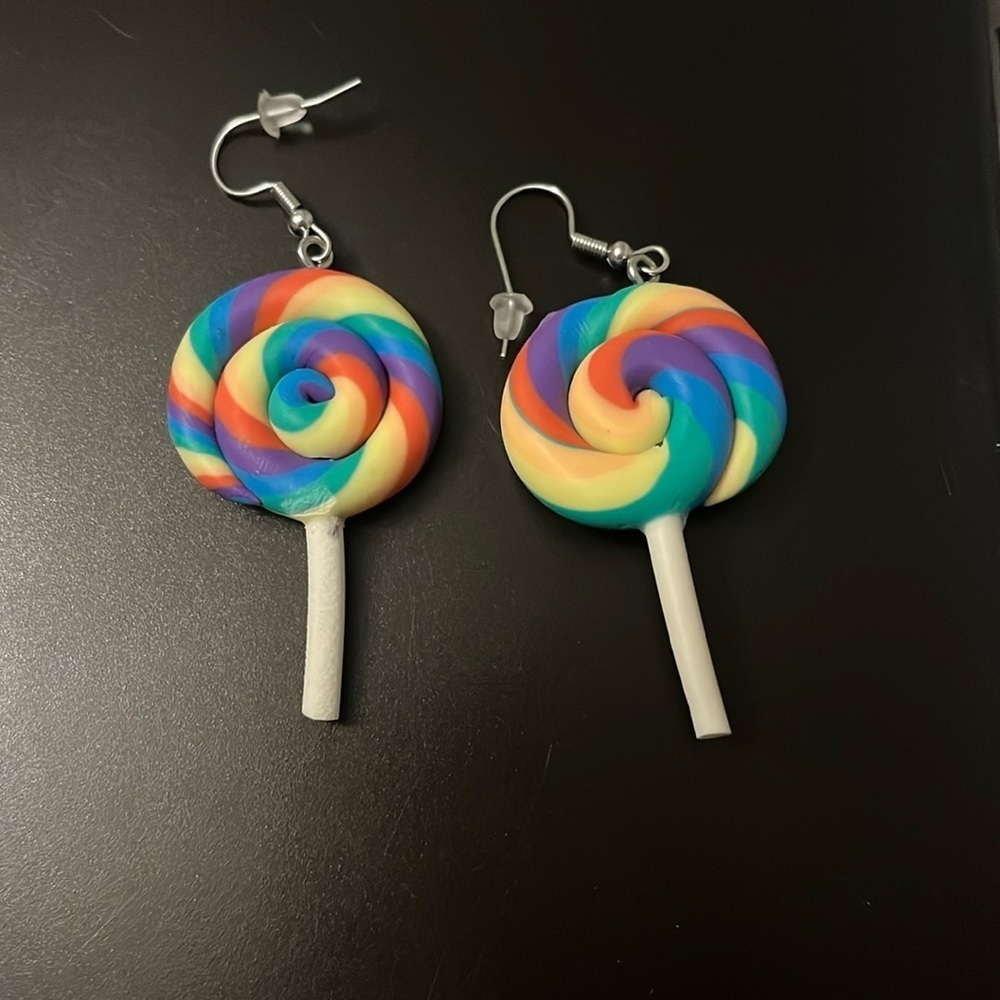 Clay Lollipop Multicolor Earrings w/ Rubber Backs
